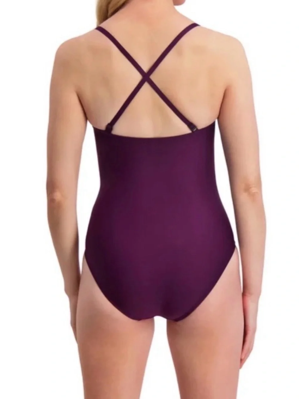 DKNY Deep Plum Halter One-Piece Swimsuit - Picture 4 of 6